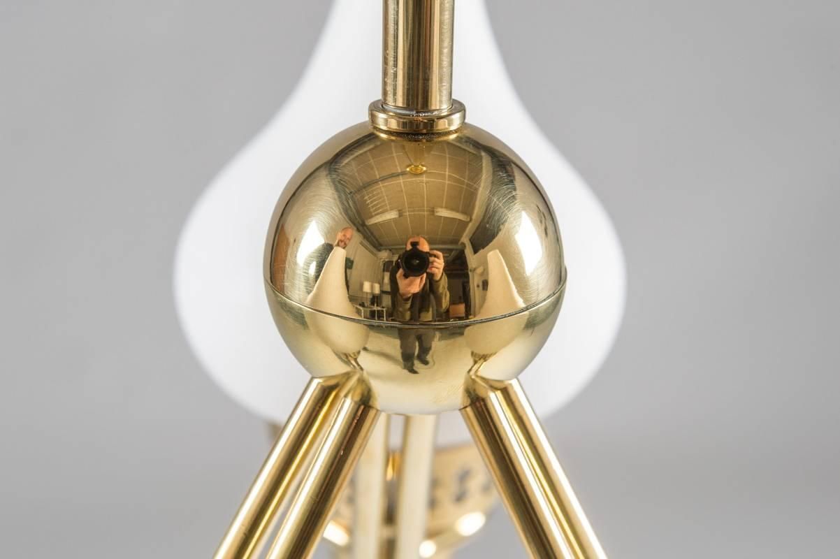 Swedish Chandelier In Brass And Opaline Glass By Hans Bergström For Asea photo Lighting