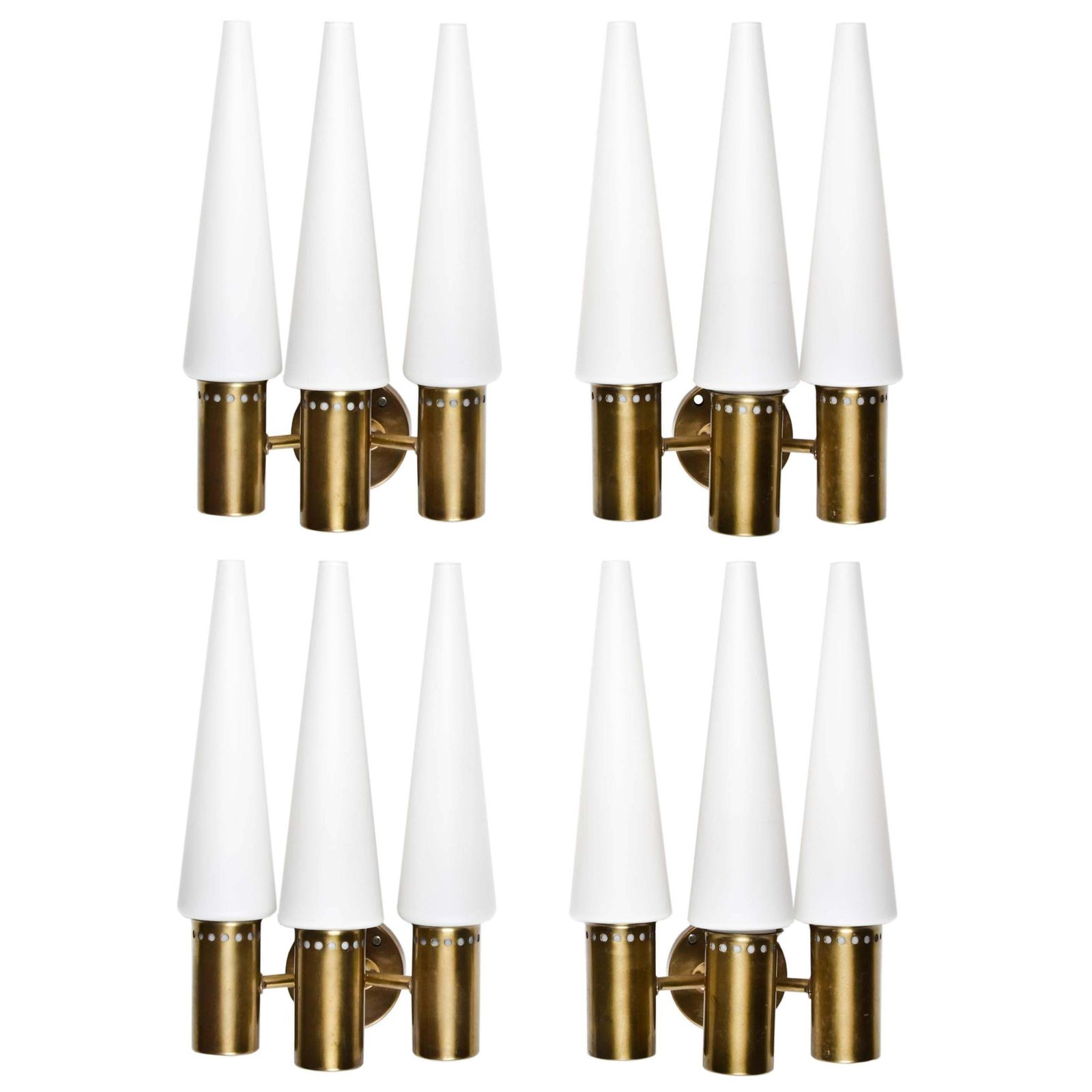 Wall Sconces In Brass And Opaline Glass By Hans Agne Jakobsson