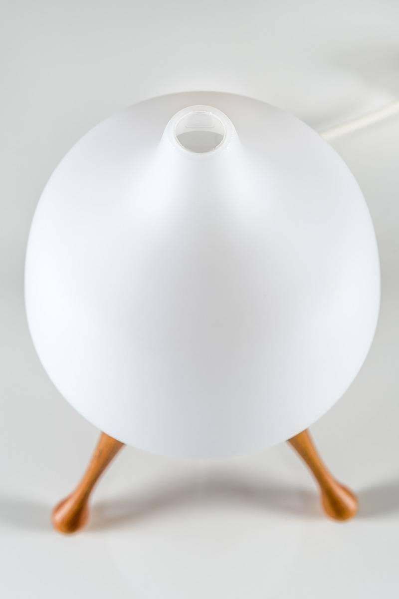 Scandinavian Table Lamp By In Oak And Opaline Glass By Luxus, Sweden photo furniture
