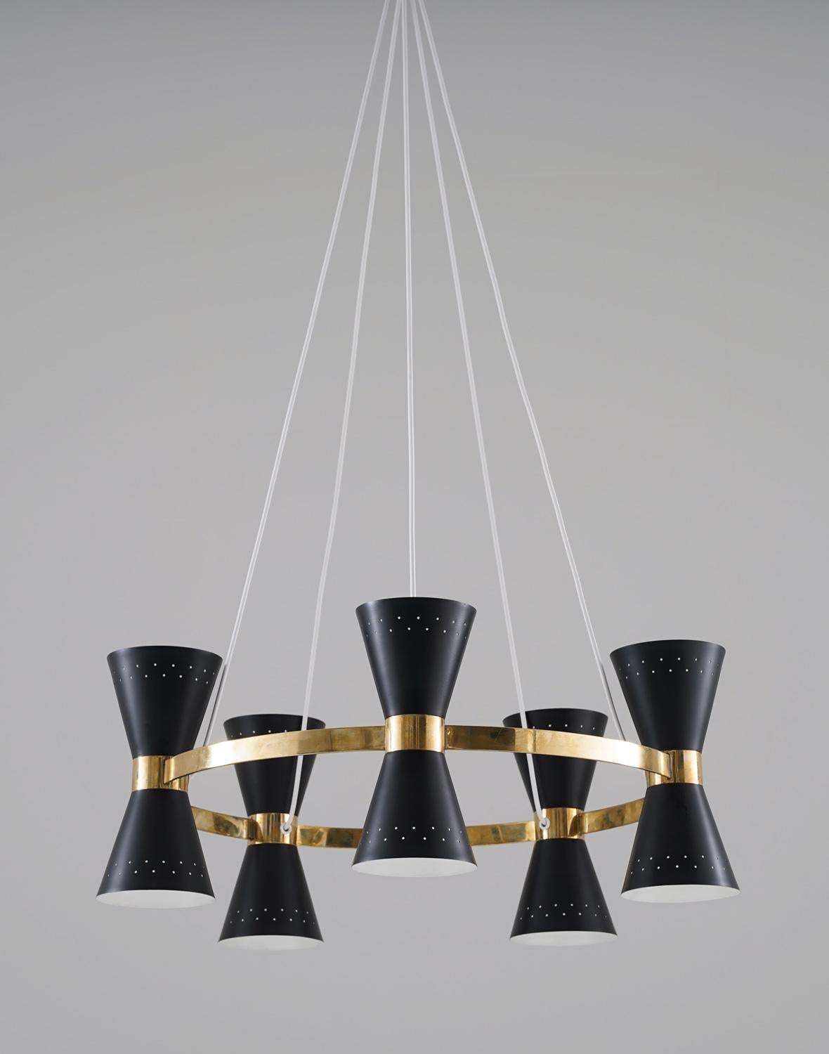 Swedish Midcentury Chandelier In Brass And Metal By Alf Svensson For Bergboms photo Lighting