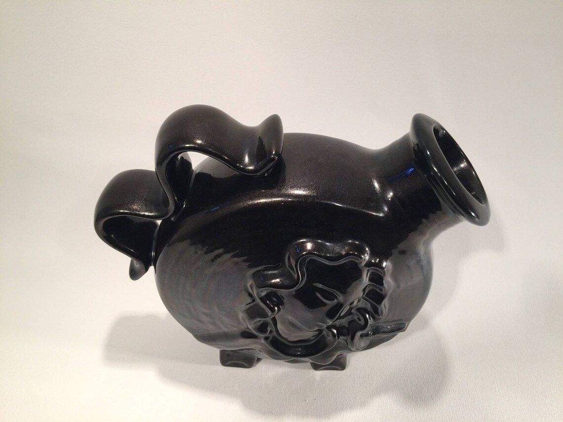 Art Deco Madonna Vase By Michael Andersen And Son, Bornholm, Denmark Between 1930 And 1950, Black Glazed Danish Mid Century Modern photo furniture