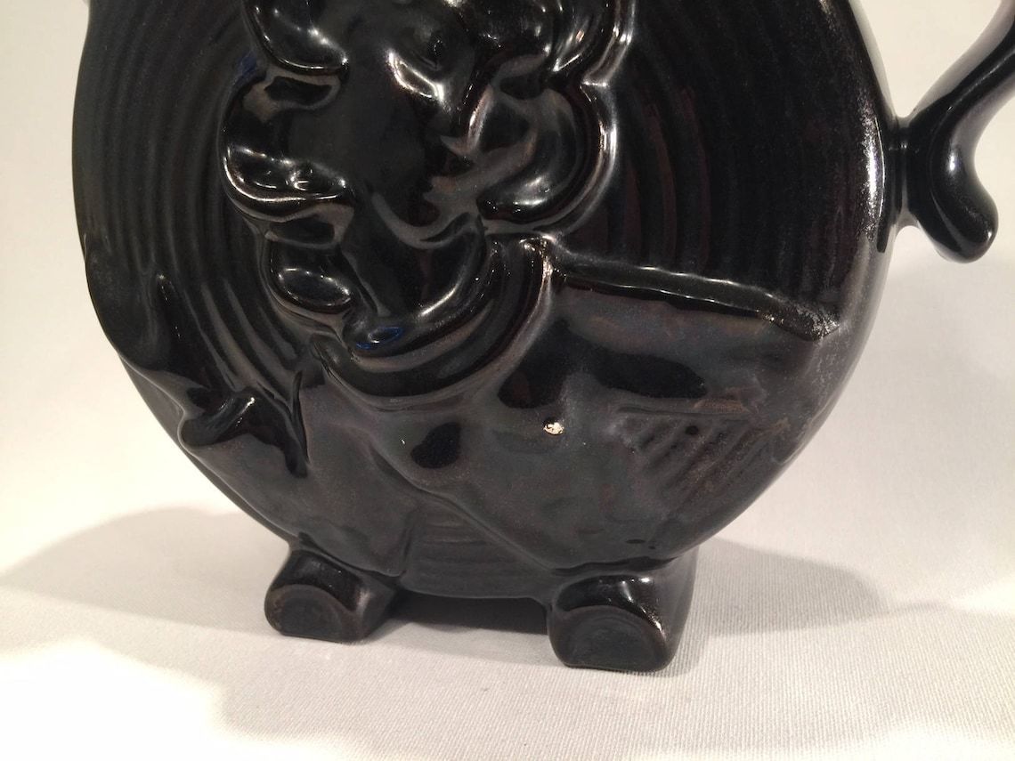 Art Deco Madonna Vase By Michael Andersen And Son, Bornholm, Denmark Between 1930 And 1950, Black Glazed Danish Mid Century Modern photo vinterior