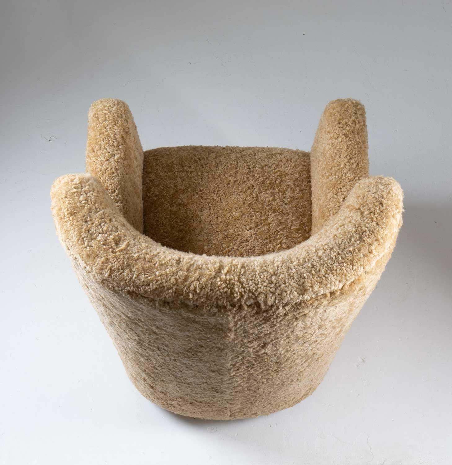 Scandinavian Mid Century Lounge Chair In Sheepskin photo vintage