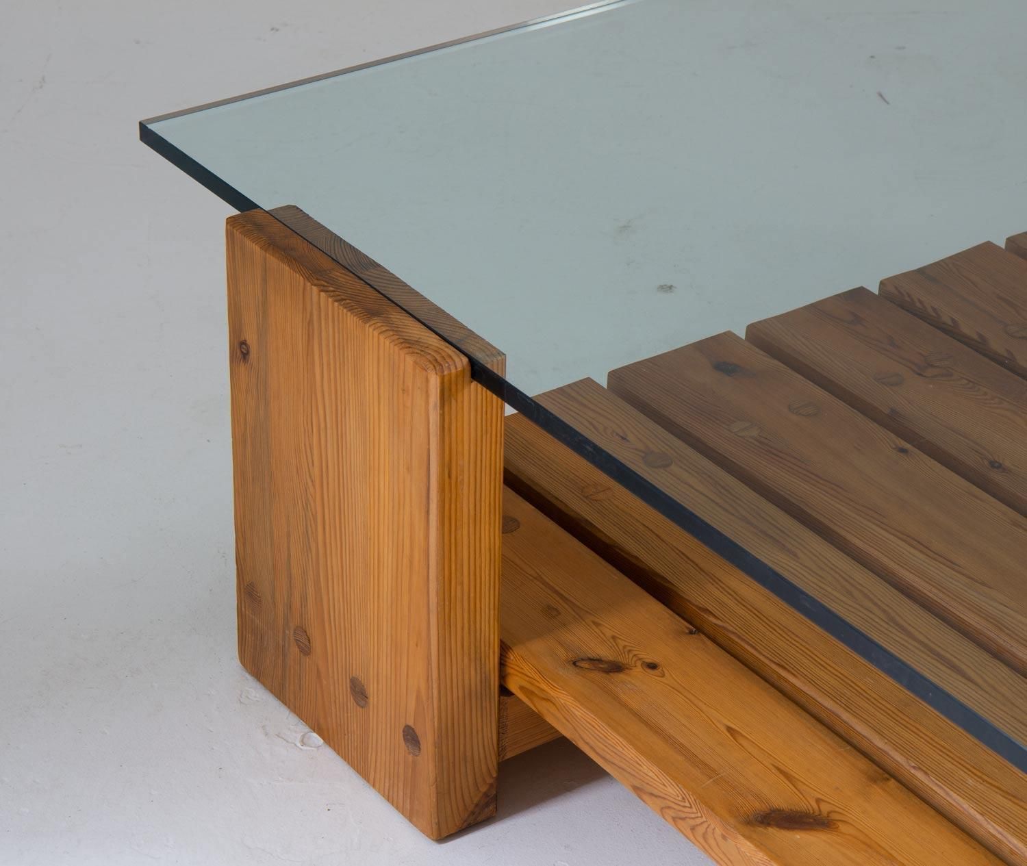 Scandinavian Coffee Table In Pine And Glass By Sven Larsson photo vintage