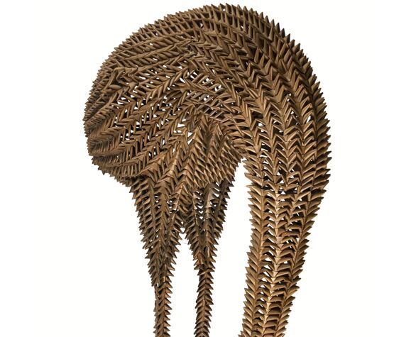 1960s Bamboo Rattan Wicker Crane Flamingo Bird Lamp USA photo vinterior