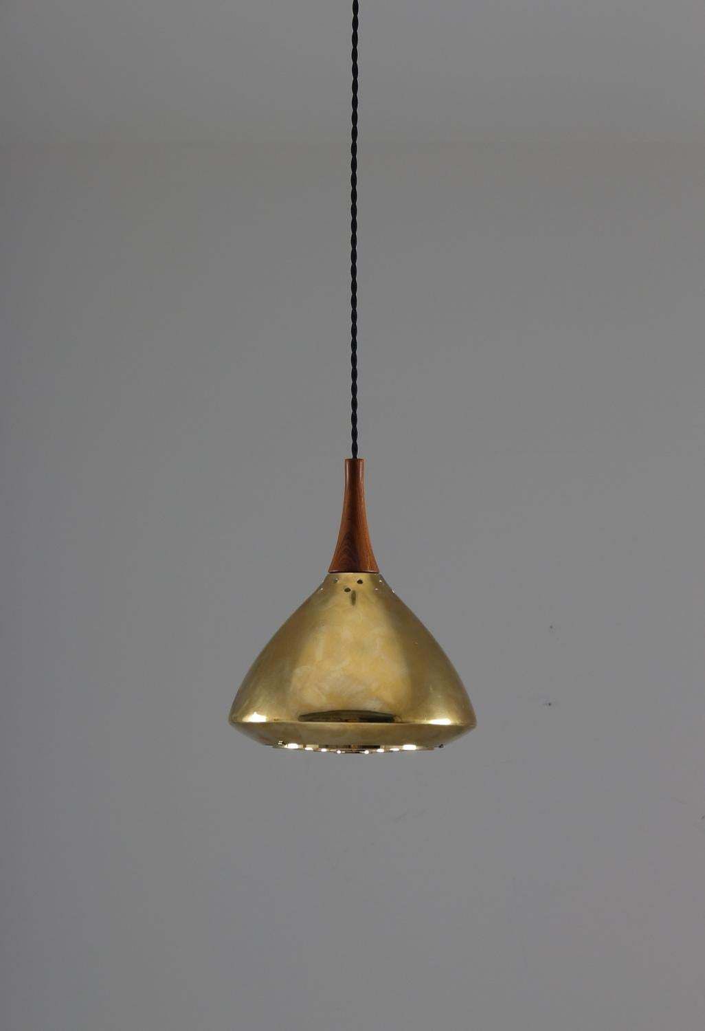 Swedish Pendant In Rosewood And Perforated Brass By Falkenberg photo furniture