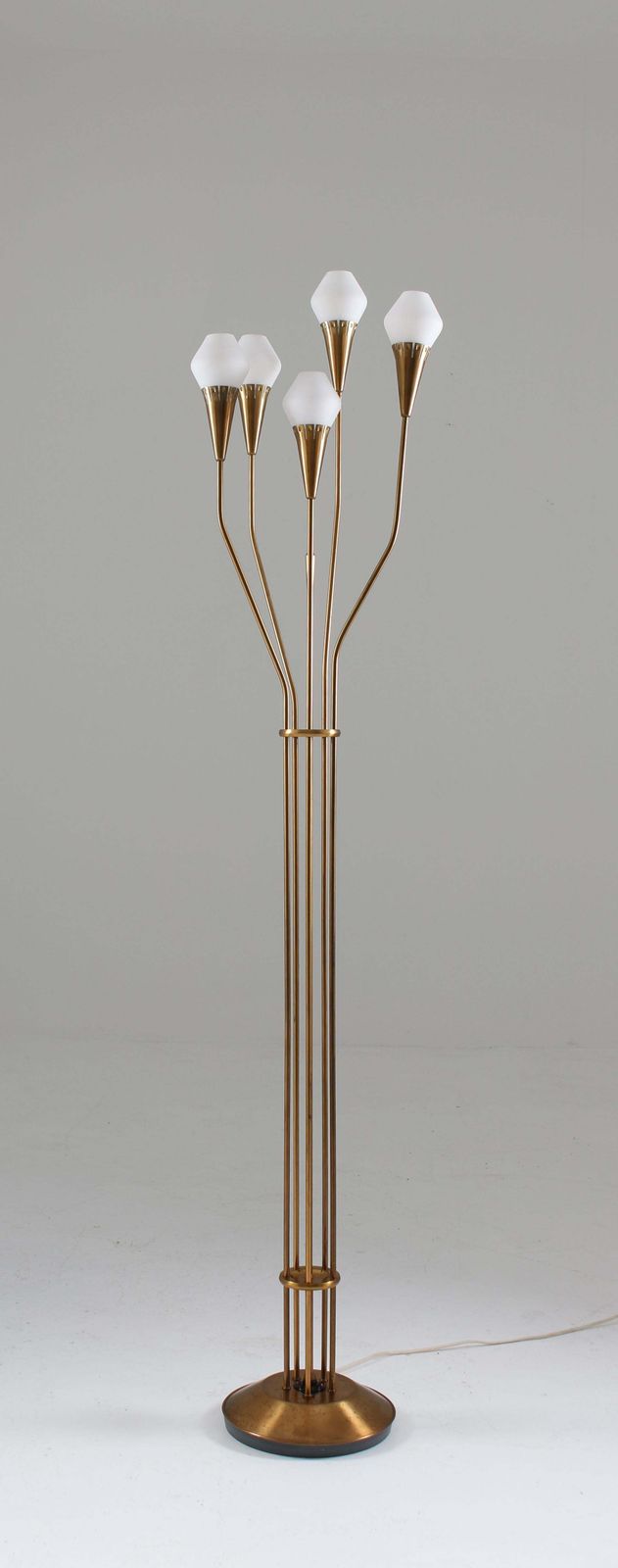 Swedish Floor Lamp In Brass And Opaline Glass By Böhlmarks, 1950s photo furniture