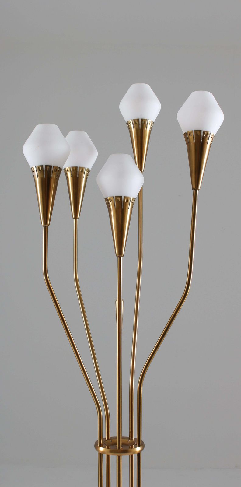 Swedish Floor Lamp In Brass And Opaline Glass By Böhlmarks, 1950s photo for sale