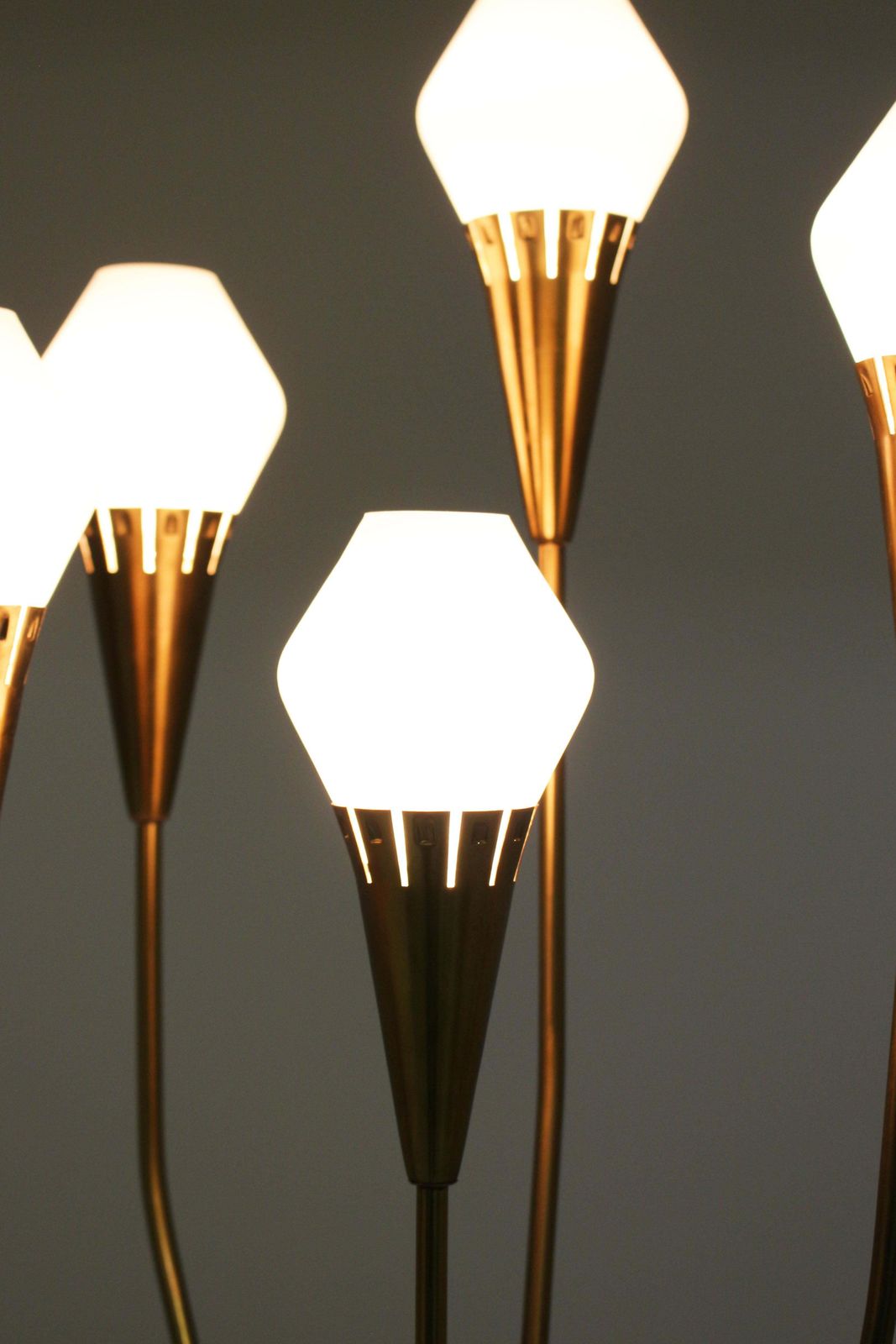 7120.0 Swedish Floor Lamp In Brass And Opaline Glass By Böhlmarks, 1950s photo