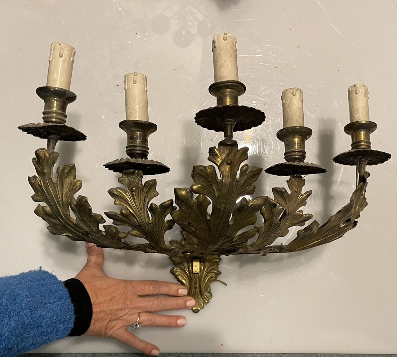 Italian Gold Gilded Tole Sconces Set Of 2 photo for sale