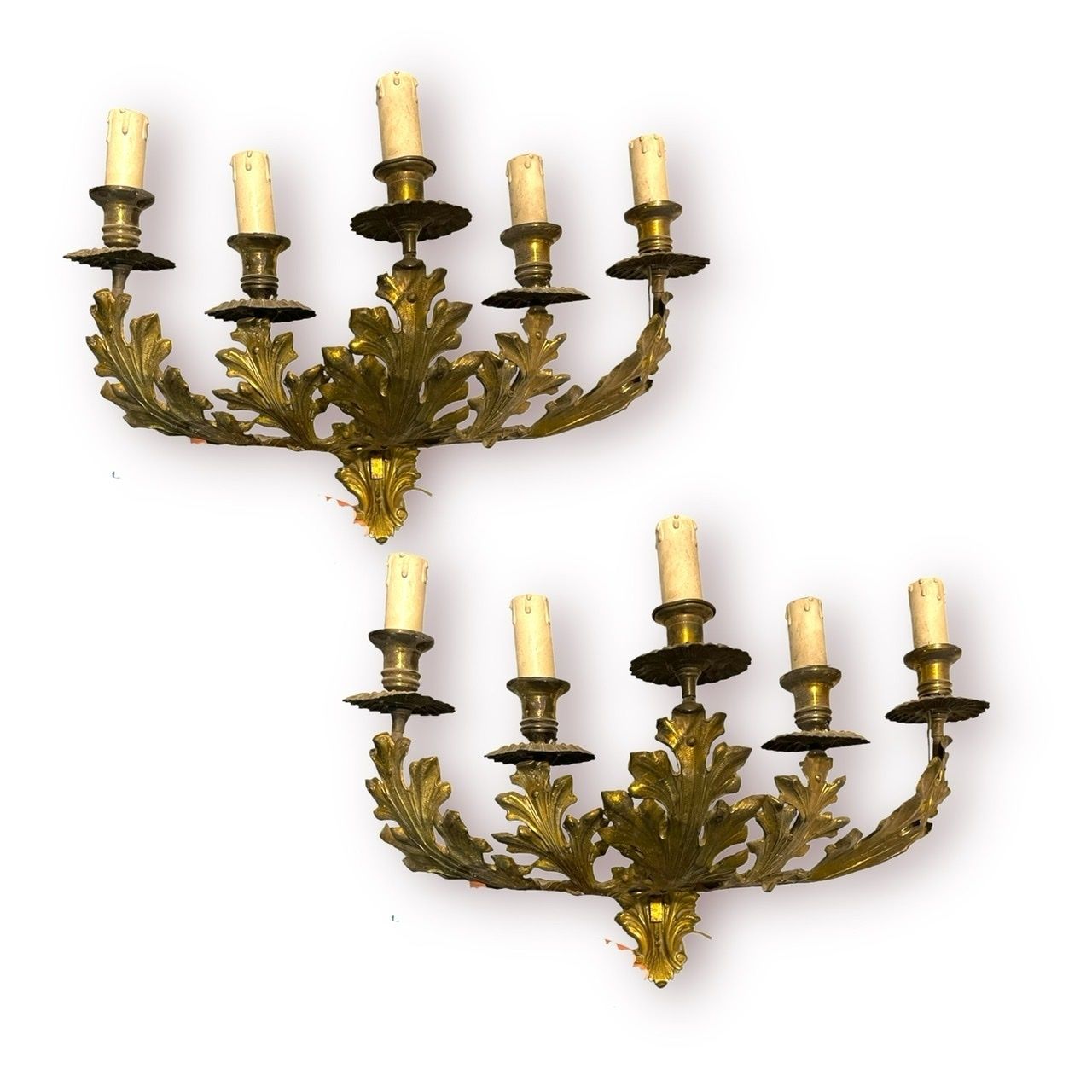 Italian Gold Gilded Tole Sconces Set Of 2 photo Lighting