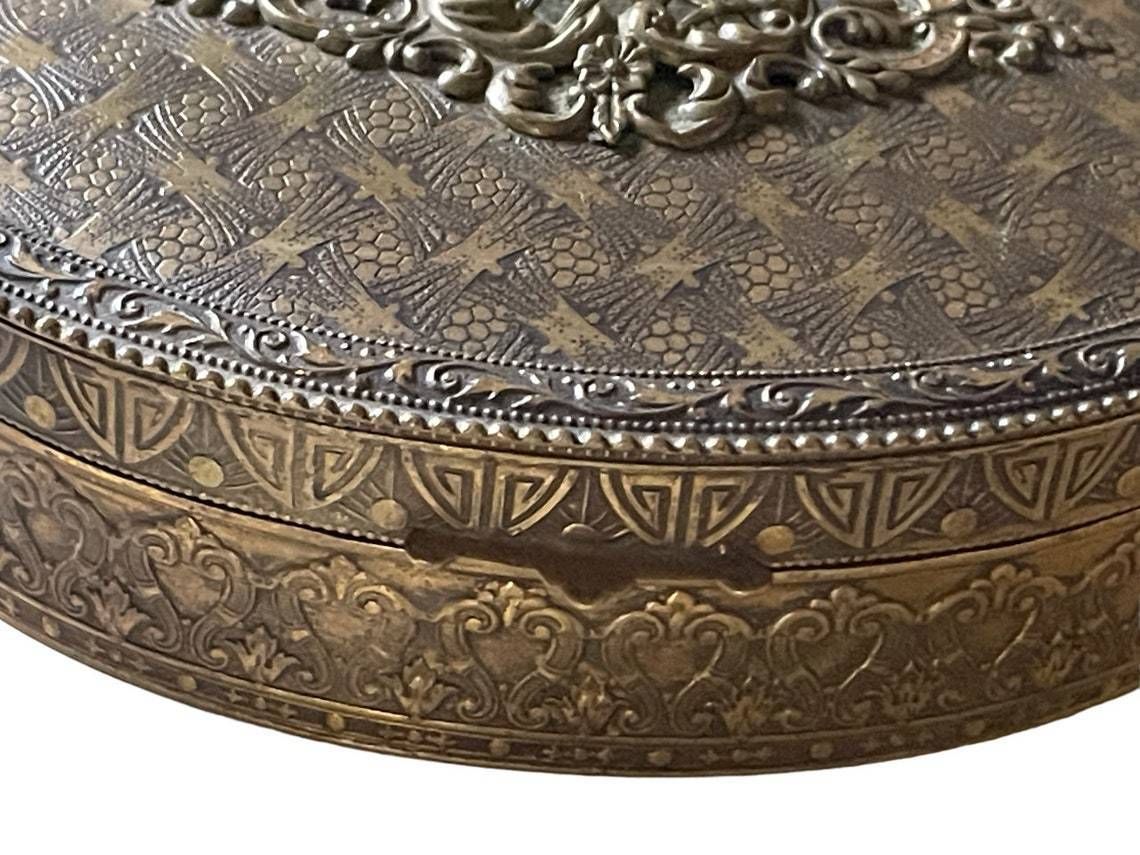 Antique, French Bronze Jewelry Box With Rococo Rocaille Pattern On Top photo buy