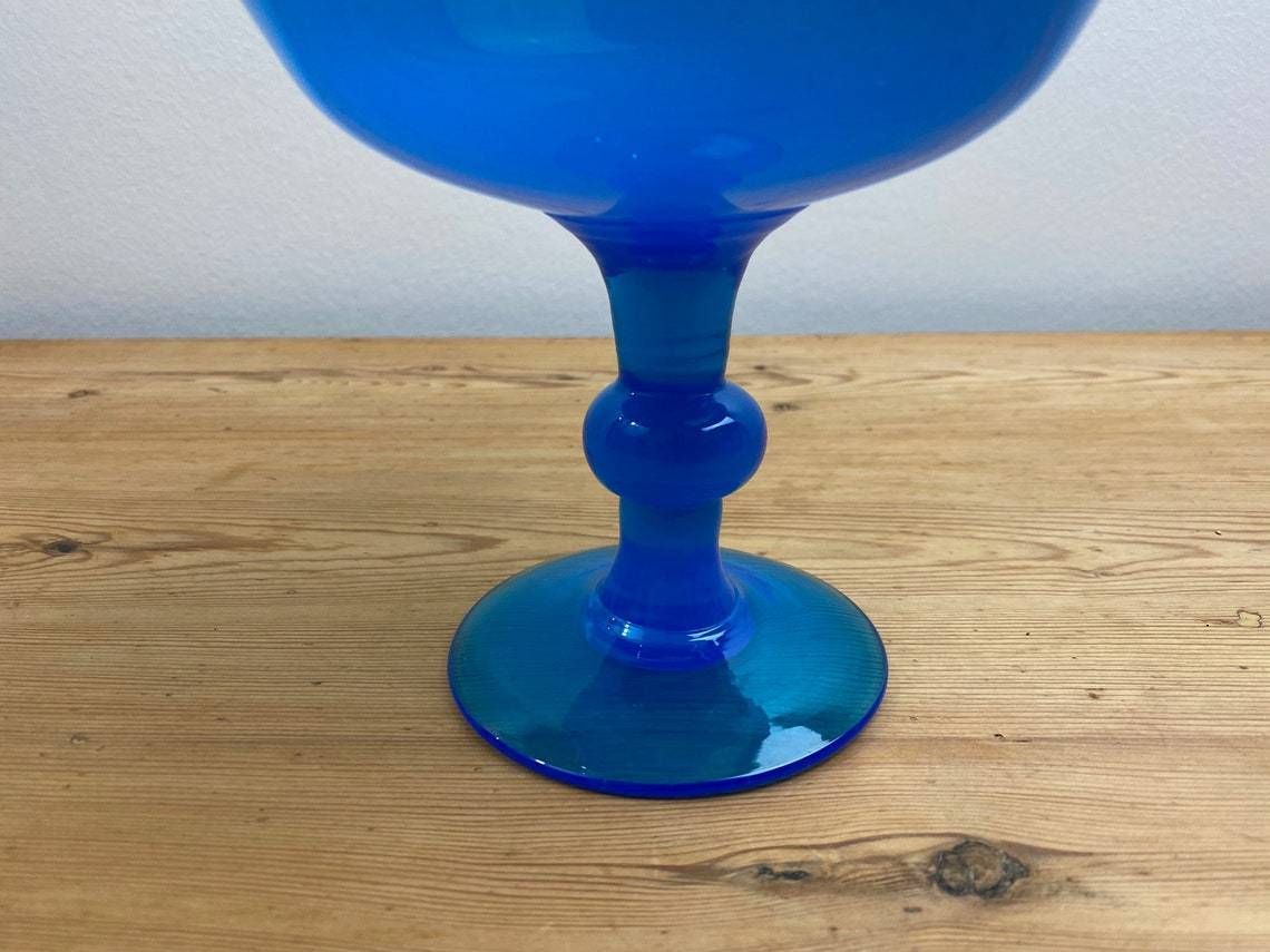 Electric Blue Footed Glass Bowl By Swedish Glass Artist Erik Hoglund For Boda photo furniture