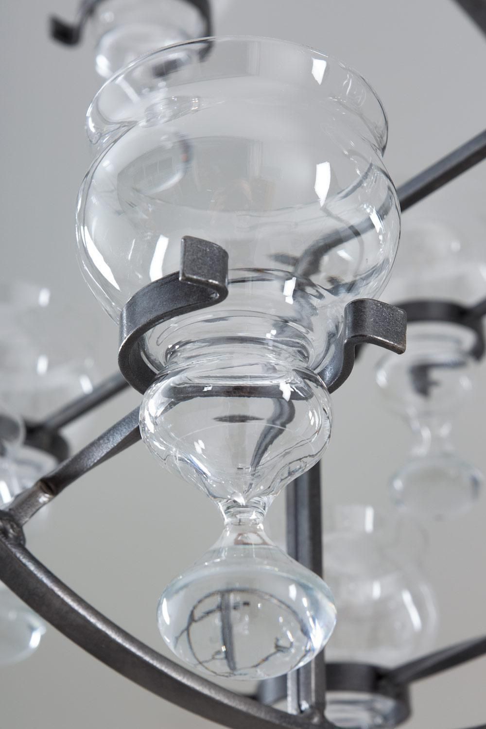 Swedish Iron And Glass Hanging Candelabra / Chandelier By Bertil Vallien photo buy