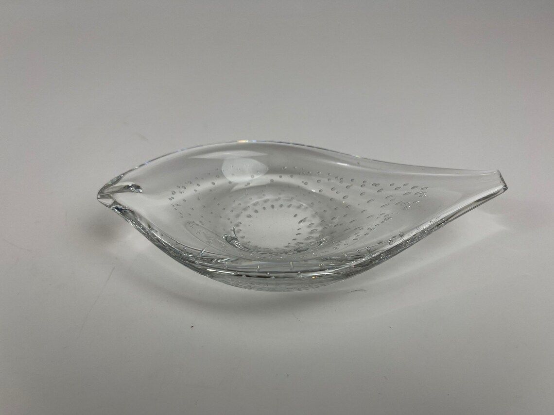 Small Fish Formed Bowl By Vicke Lindstrand For The Swedish Glasswork Kosta Scandinavian Mid Century Modern photo vintage
