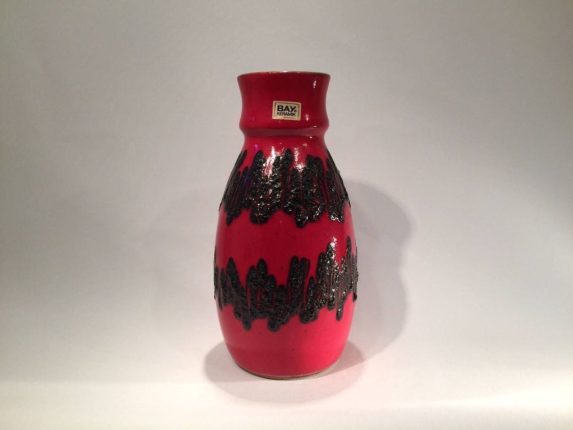 Big West Germany Bay Fat Lava Vase 30 Centimeters  11.70 Inches High German Studio Pottery Mid Century Modern Space Age Atomic Age