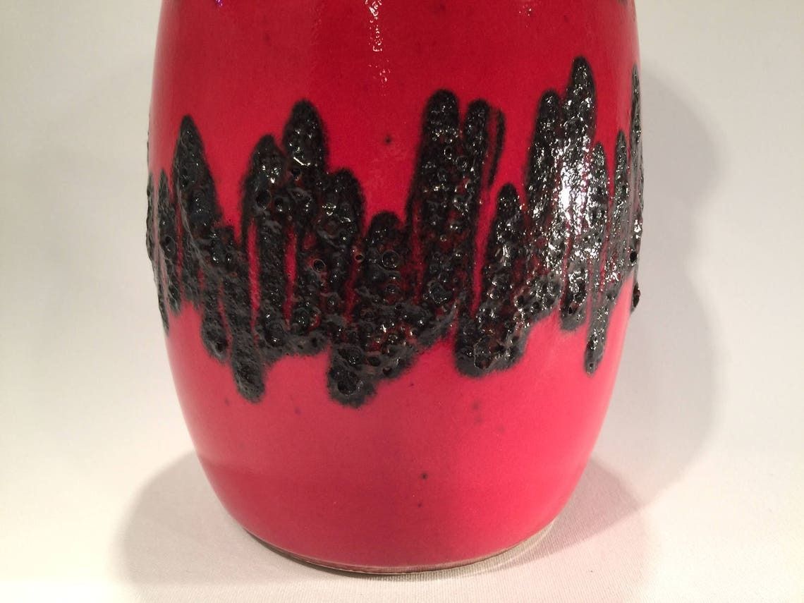 Big West Germany Bay Fat Lava Vase 30 Centimeters  11.70 Inches High German Studio Pottery Mid Century Modern Space Age Atomic Age photo furniture