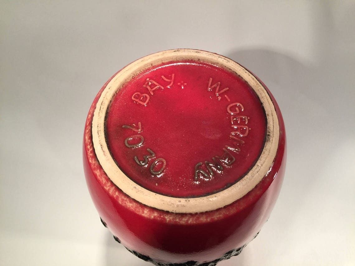 photo furniture Big West Germany Bay Fat Lava Vase 30 Centimeters  11.70 Inches High German Studio Pottery Mid Century Modern Space Age Atomic Age