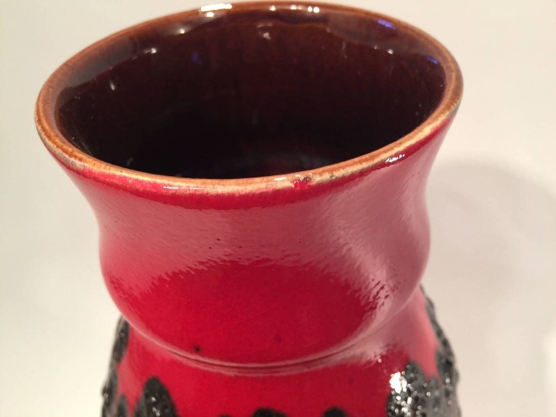 photo for sale Big West Germany Bay Fat Lava Vase 30 Centimeters  11.70 Inches High German Studio Pottery Mid Century Modern Space Age Atomic Age
