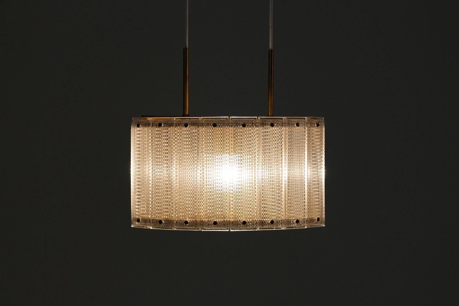 Swedish Mid Century Modern Pendant In Glass And Brass By Falkenbergs photo vinterior