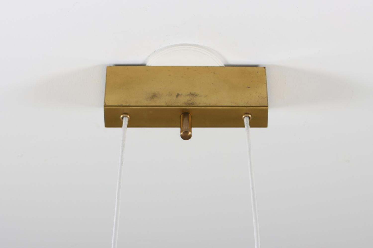 photo for sale Swedish Mid Century Modern Pendant In Glass And Brass By Falkenbergs