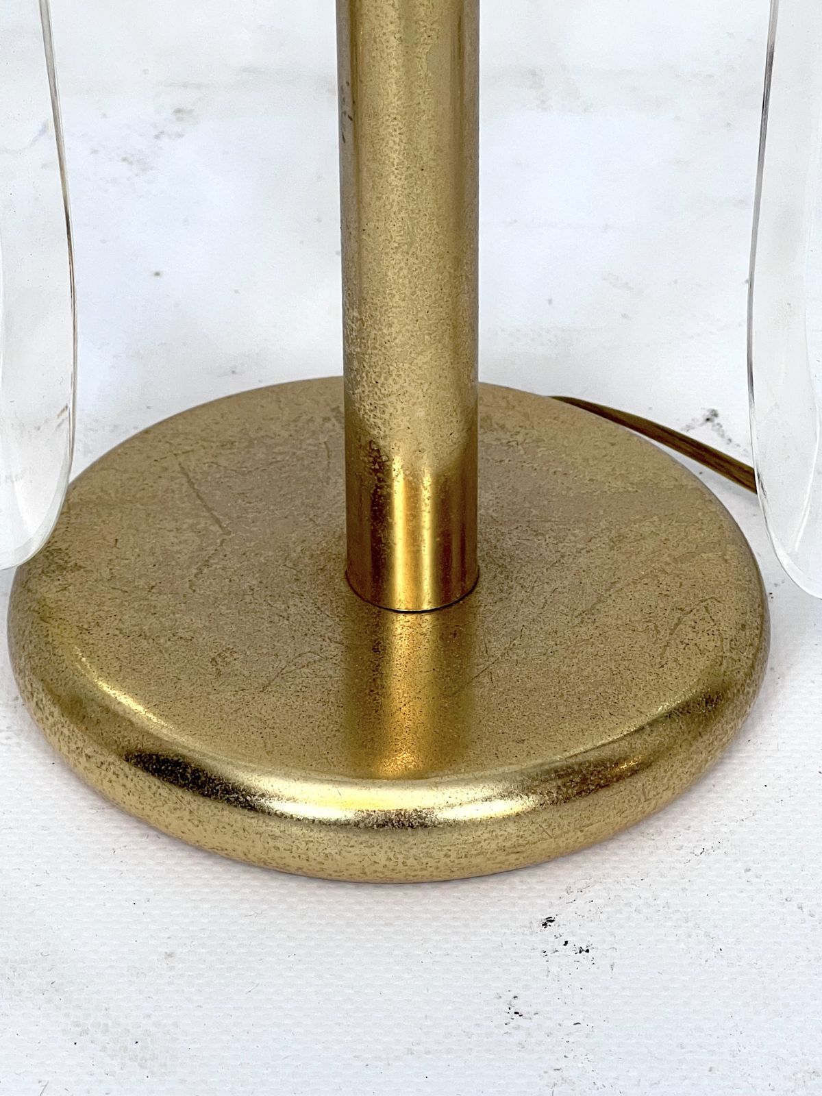 Postmodern Pair Of Gilded Metal And Glass Table Lamps By Stilkronen. Italy 70s photo vinterior