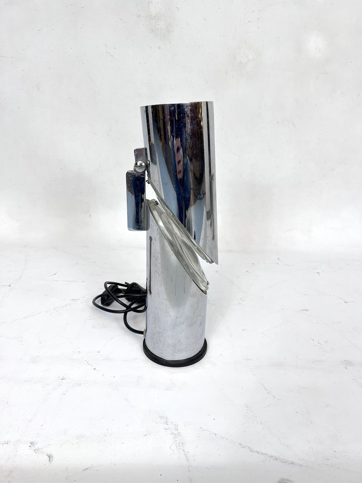 photo for sale Oscar Torlasco, Modern Chrome And Glass Table Lamp By Stilkronen. Italy 1960s