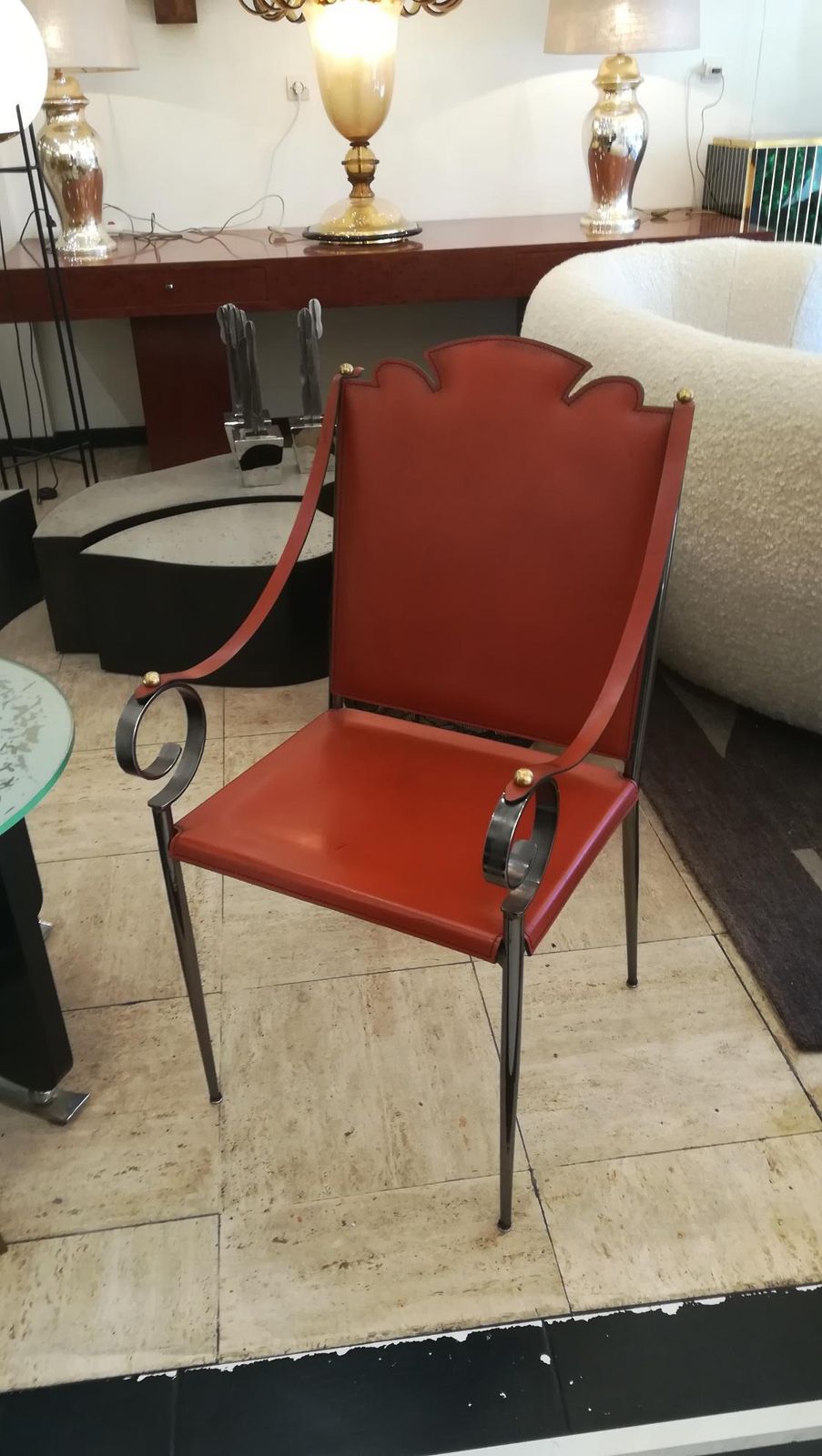 Armchair In Leather And Metal In The Taste Of Poillerat photo Furniture