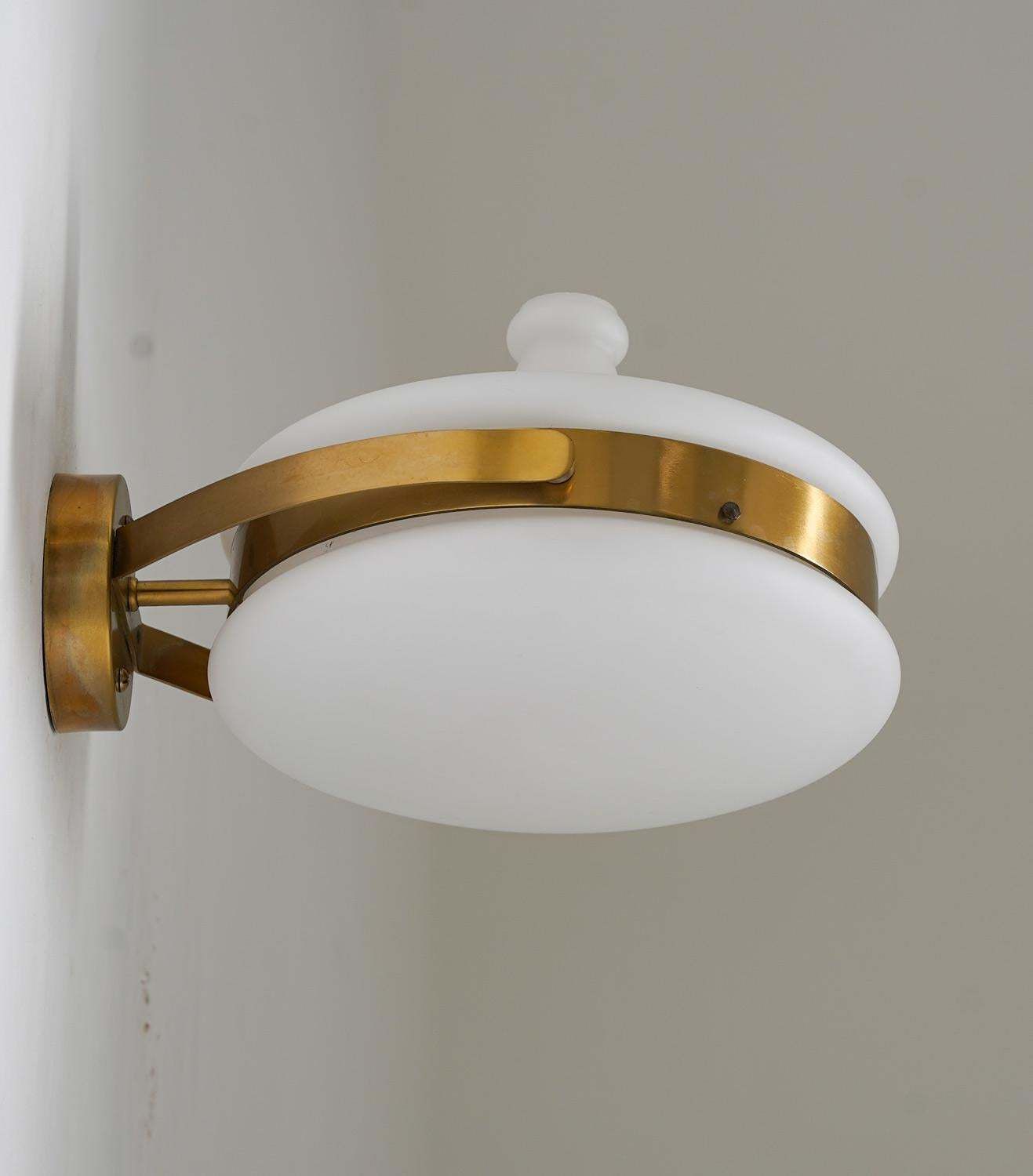 Swedish Mid Century Wall Lamps In Brass And Glass Falkenbergs photo 712.0