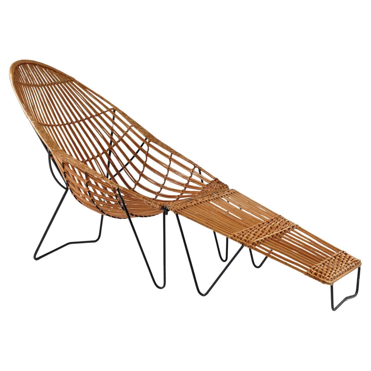 Scandinavian Cane And Metal Lounge Chair 1950s photo furniture