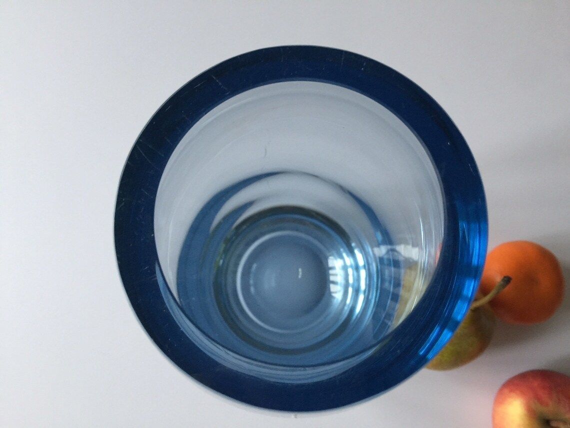 Big Ice Blue Art Glass Vase By Danish Glass Artist Per Lutken For Scandinavian Glassworks Holmegaard In 1956 photo vinterior