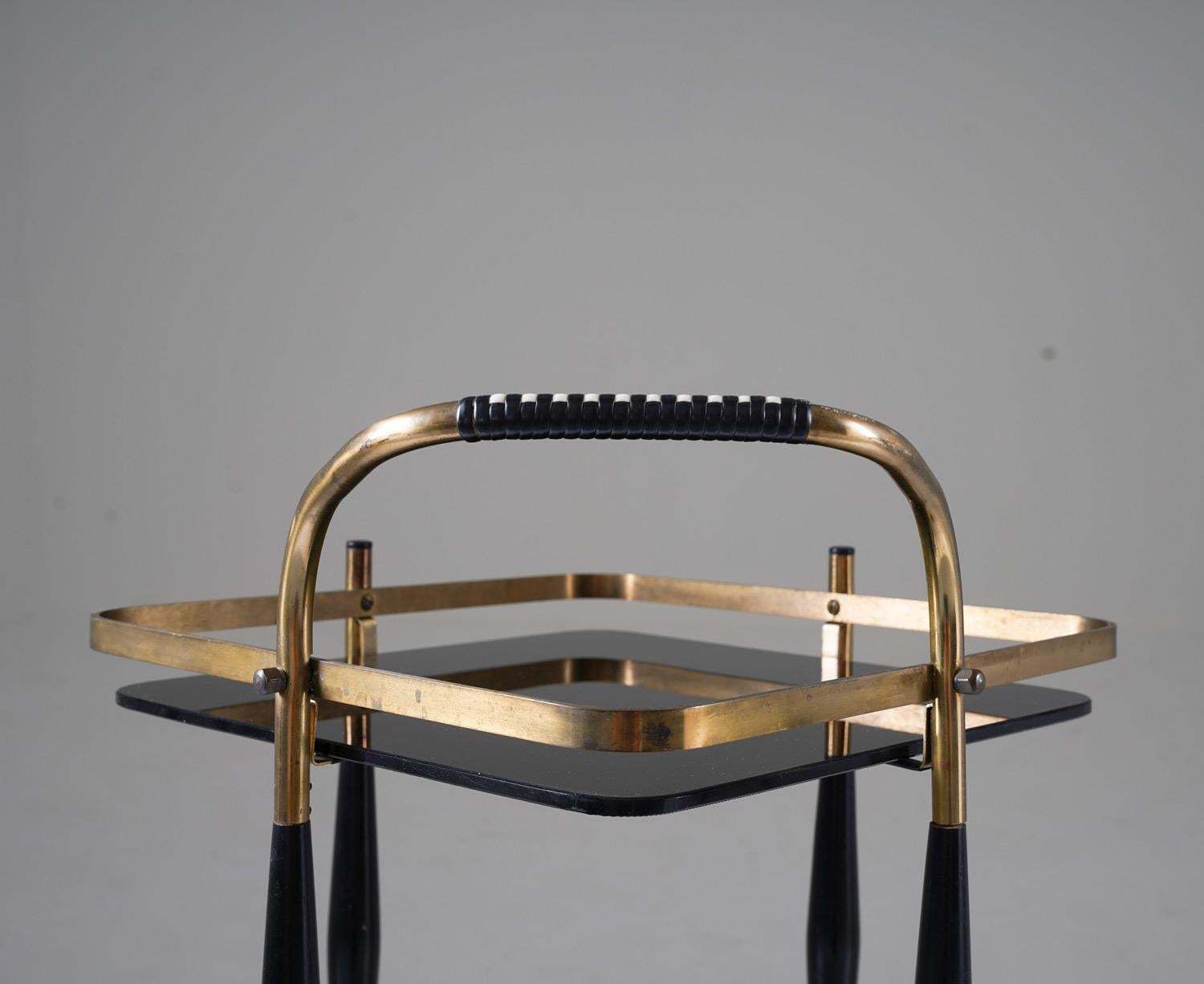 Scandinavian Midcentury Bar Cart In Brass And Glass photo Furniture