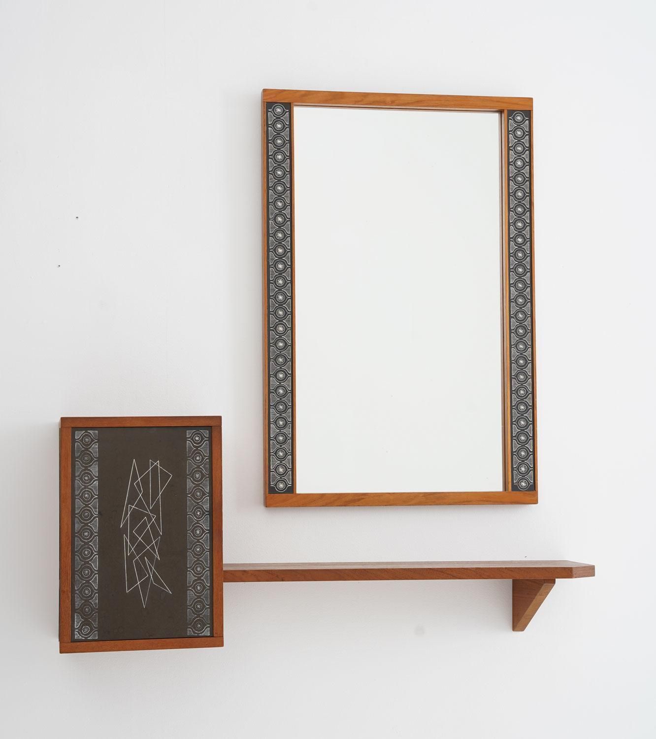 Swedish Hallway Shelf And Mirror In Teak By Hans Agne Jakobsson