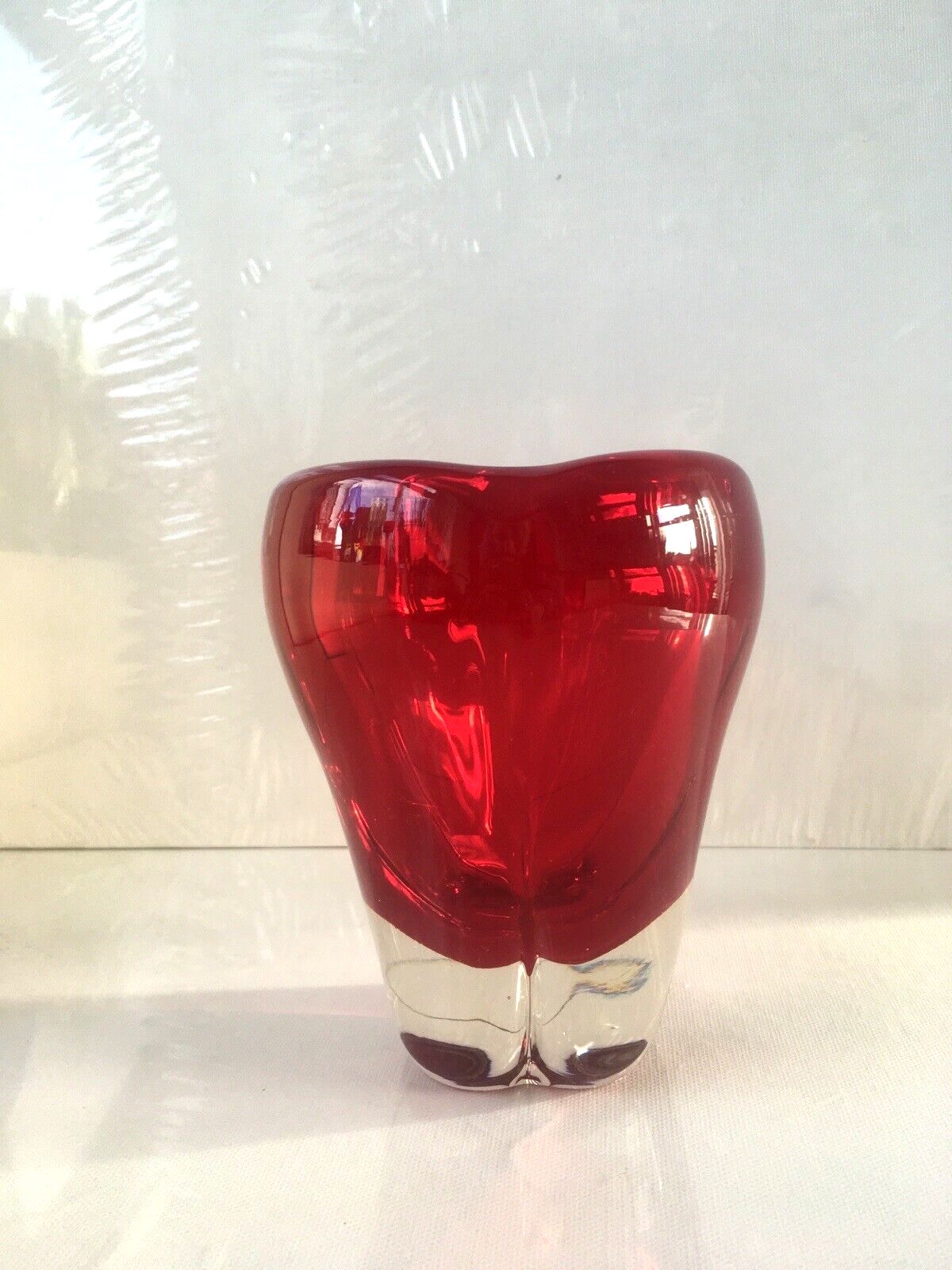 Red Whitefriars 9410 Art Glass Molar Lobed Bowl Vase Tooth Dentist Paperweight photo vinterior