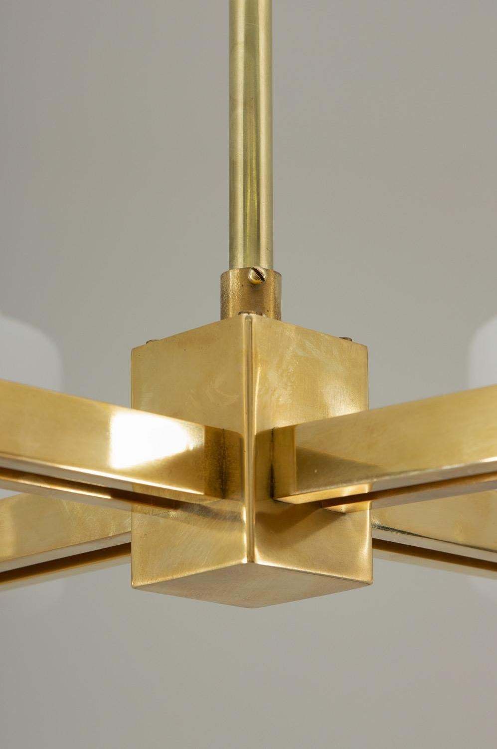 photo furniture Large Scandinavian Midcentury Chandeliers In Brass And Glass