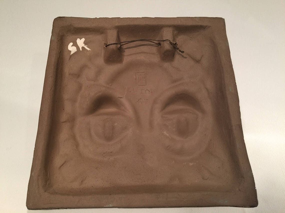 photo furniture Wall Hanging / Plaque With Big Eyed Owl In Relief From Swedish Pottery Jie