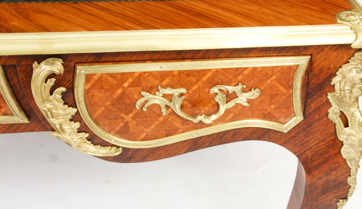 photo furniture Antique Louis Revival Kingwood & Ormolu Mounted Bureau Plat Desk 19th C