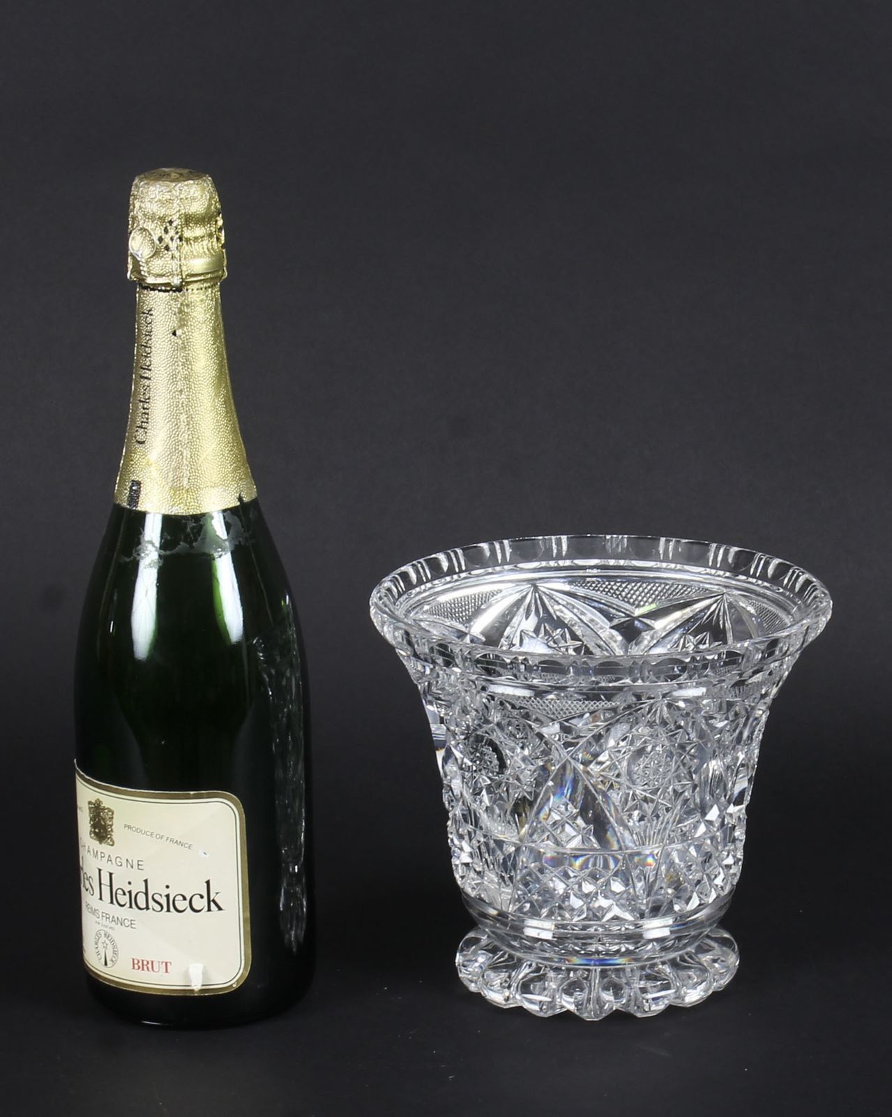 photo vinterior Vintage Cut Glass Crystal Glass Vase  Mid 20th Century