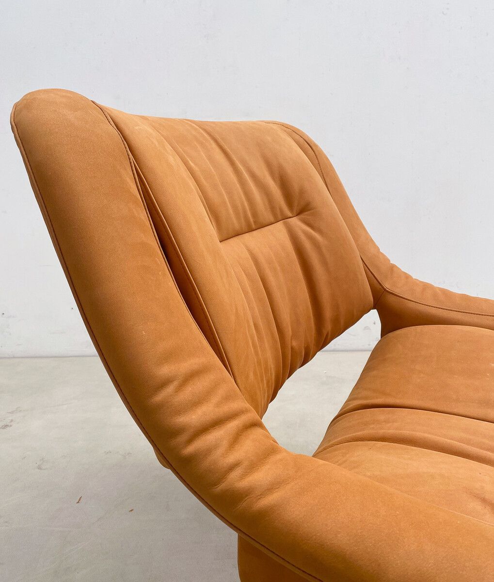 Italian Mid Century Orange Lounge Chair & Ottoman photo 8665.0