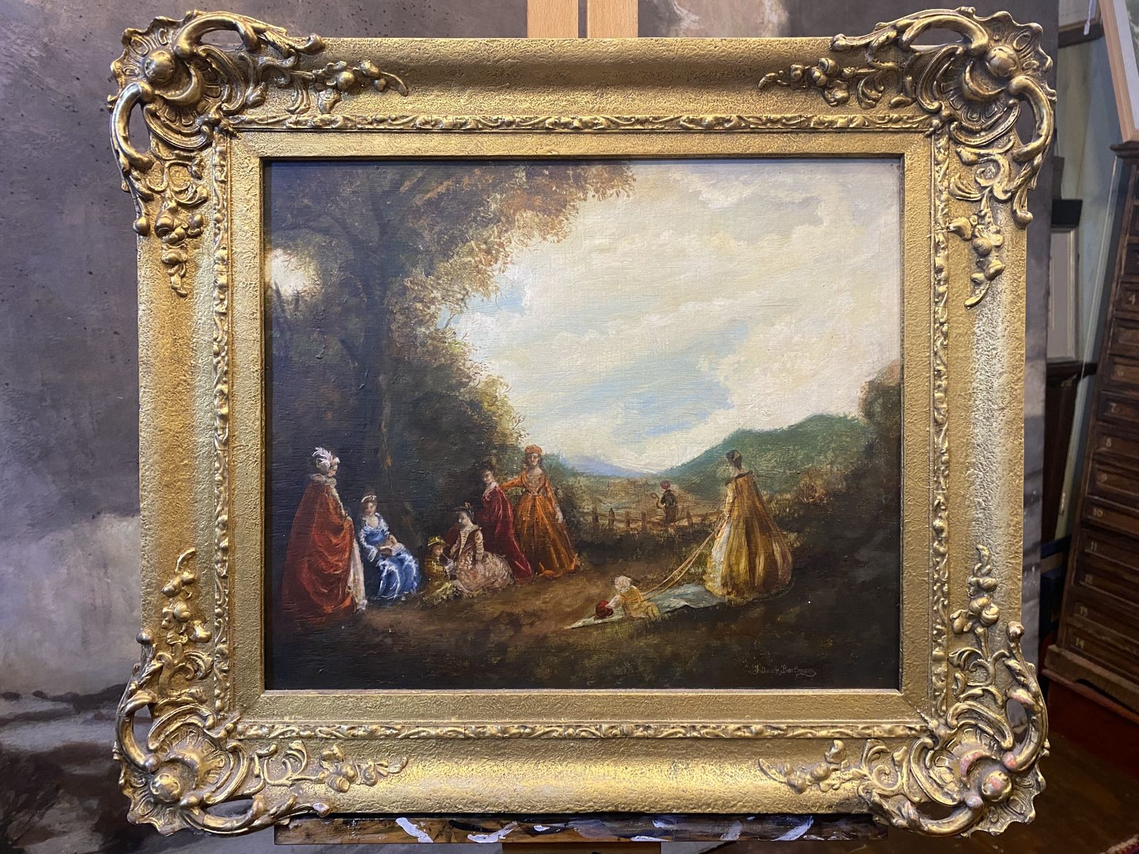 French Figures In A Woodland Landscape   Frederick Bartman Oil Painting