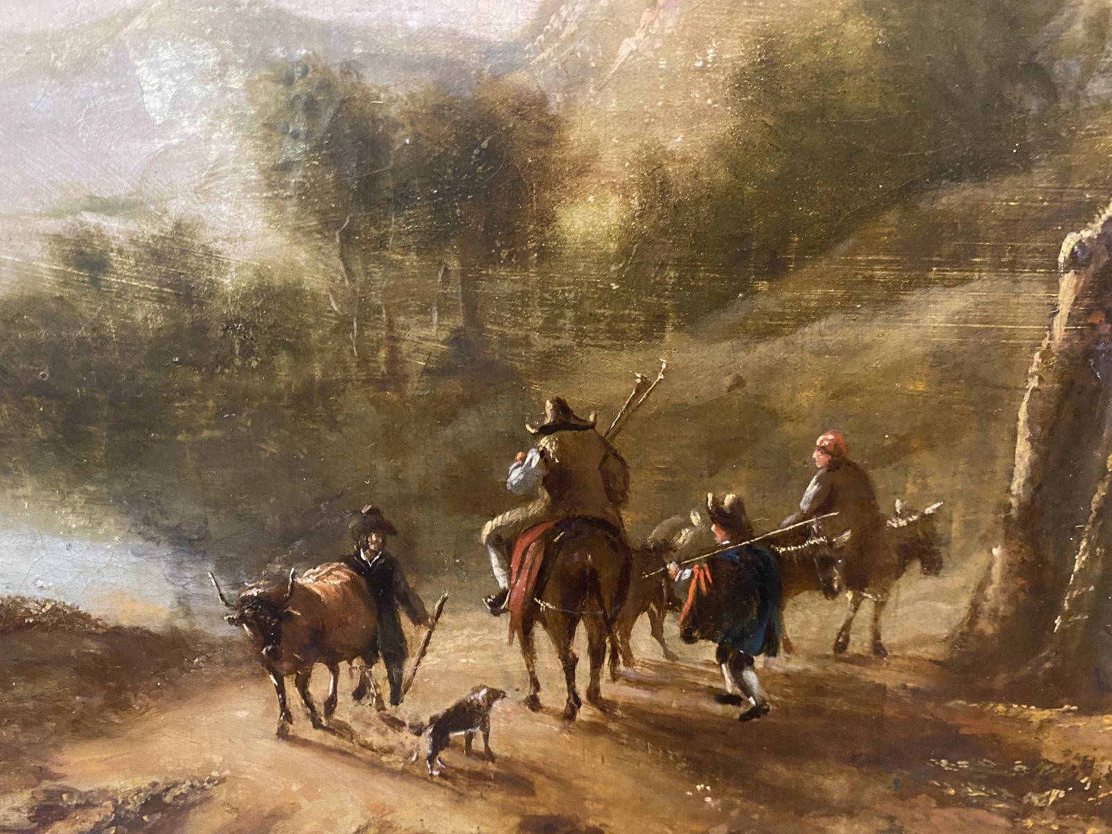 Travellers In A Wooded Landscape Dutch 18th Century Oil Painting On Canvas photo 745.0