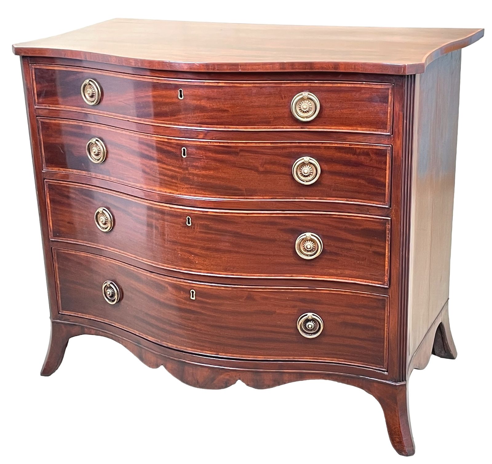 18th Century Georgian English Mahogany Serpentine Chest Of Drawers (England, Circa 1770)