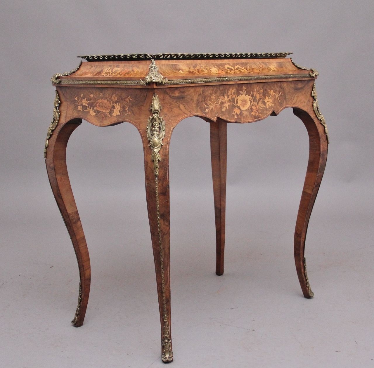 19th Century Burr Walnut And Marquetry Jardiniere photo furniture