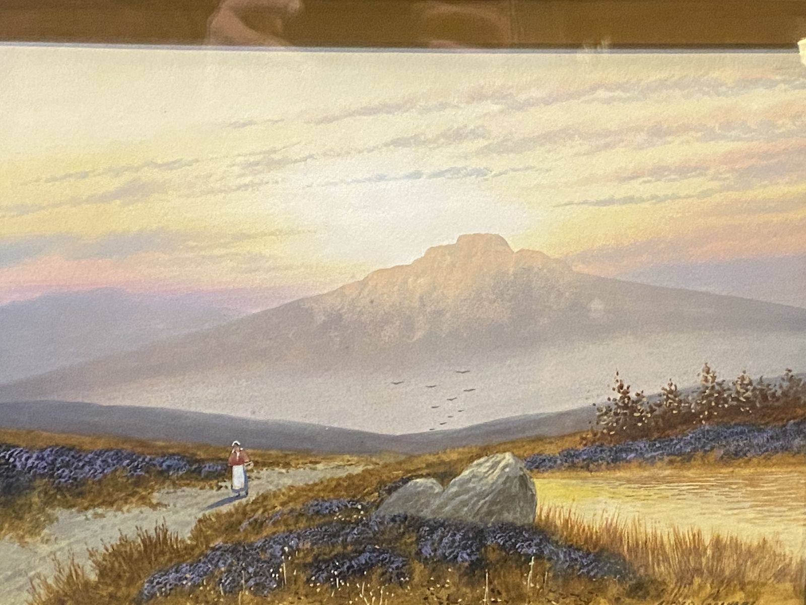 Alfred Graham   Lady Walking Through Countryside   Watercolour Painting photo furniture