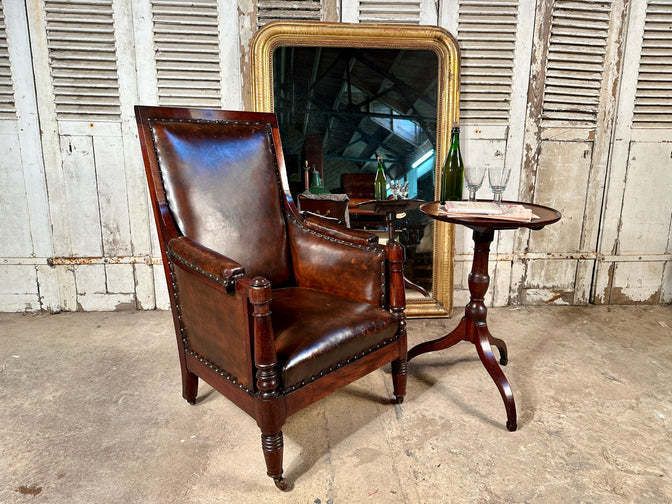 photo furniture An Exceptional Antique Regency Georgian Leather & Cuban Mahogany Library Armchair Circa 1830