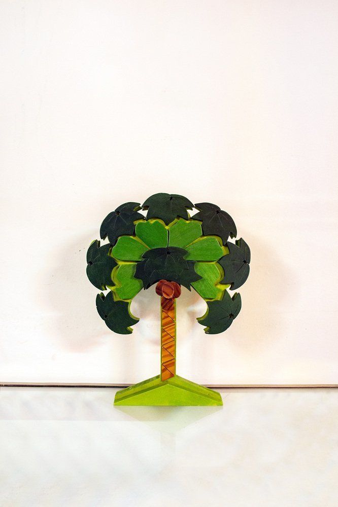 Tribute To Depero Lacquered Wood Sculpture By Legnomagia Perugia, 1980s