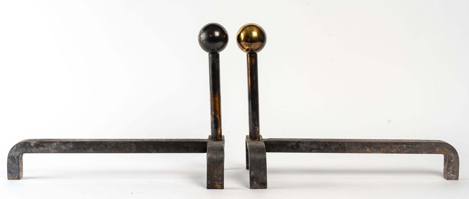 Pair Of Cast Iron And Brass Chenets, 1960 photo Home Fixtures