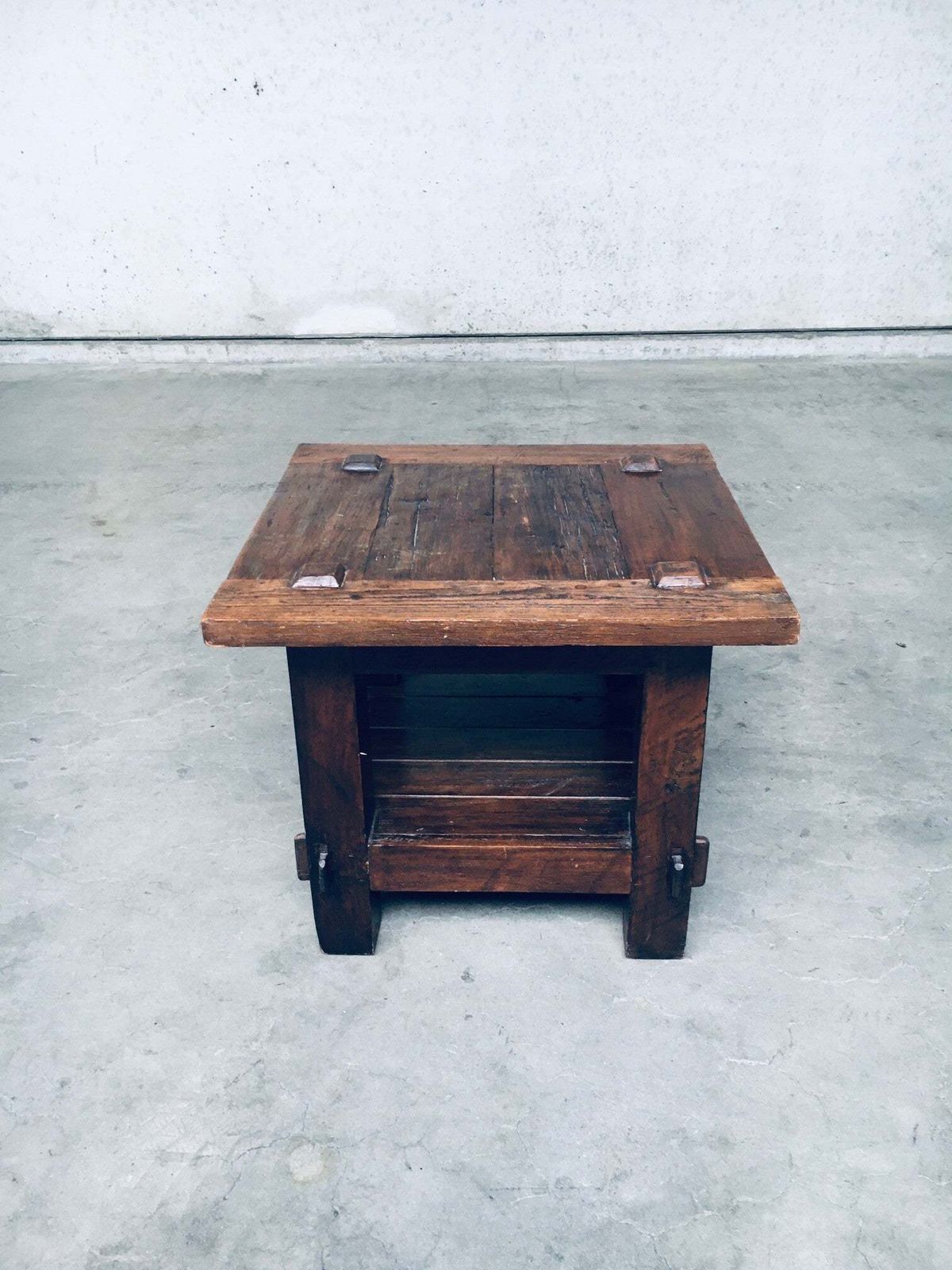 Wabi Sabi Stijl Massief Eiken Bijzettafel, Frankrijk, Ca. Jaren 1930 photo vintage
