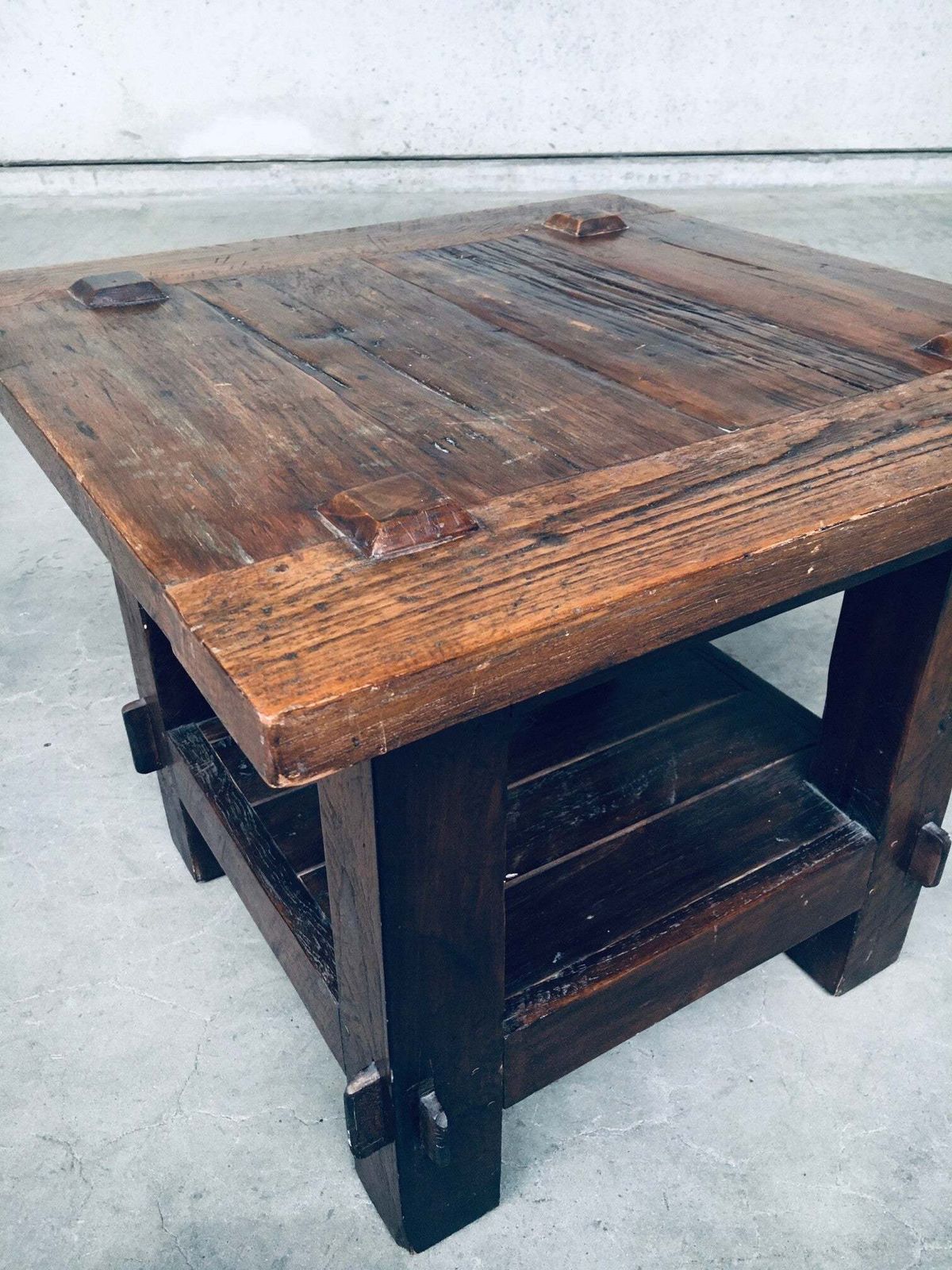 Meubels Wabi Sabi Stijl Massief Eiken Bijzettafel, Frankrijk, Ca. Jaren 1930 photo