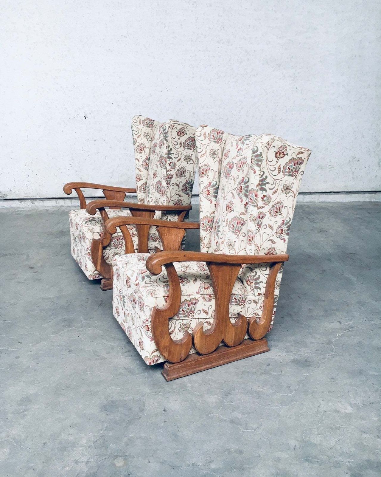 Fauteuil Met Hoge Vleugelleuning, Begin 20e Eeuws Ontwerp – Set Van 2 photo vinterior